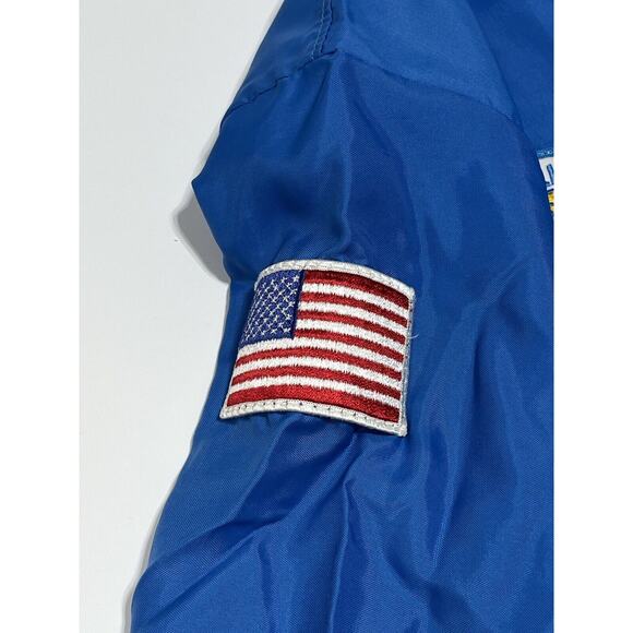 VINTAGE BELL SYSTEM BLUE YELLOW WHITE RACING JACKET SIZE MEDIUM FLEECE LINED - Picture 3 of 10